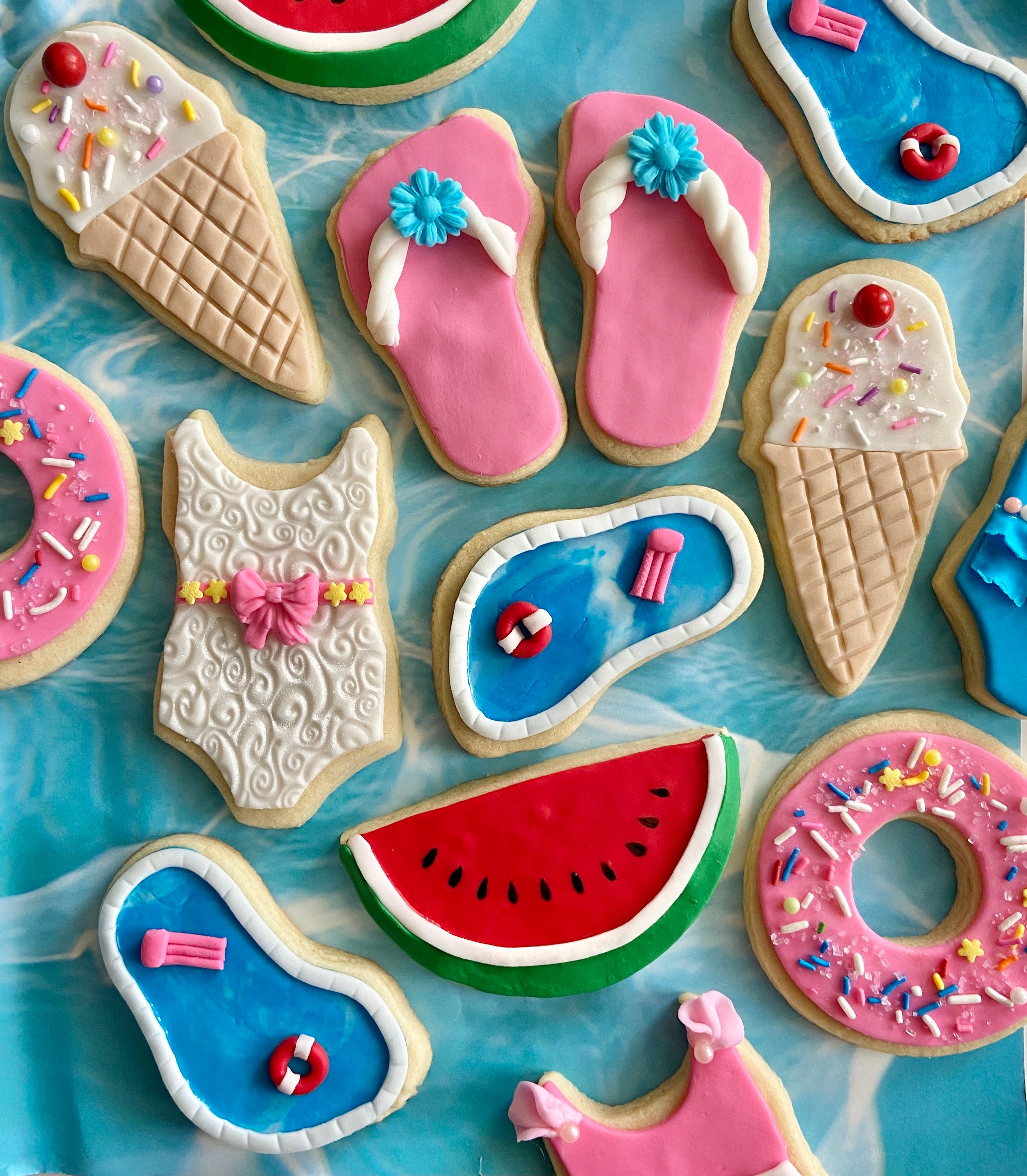 Summer Pool Party themed sugar cookies by the dozen made to | Etsy
