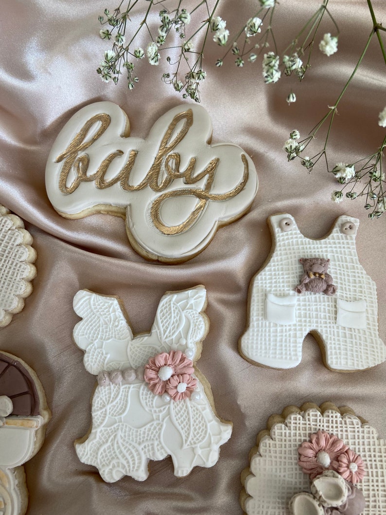 Baby Shower Sugar Cookies Neutral and Gold Color Themed Sold Etsy