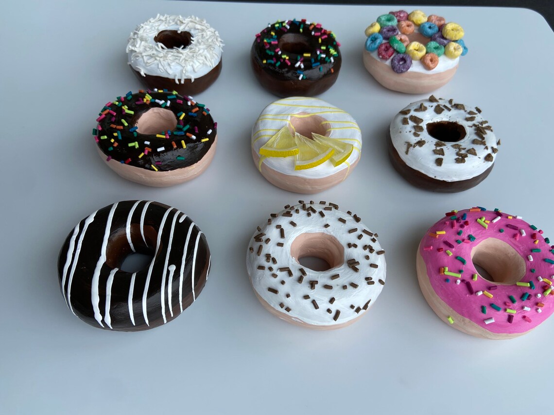 Ceramic Donut Wall Decor Handmade 3D realistic clay donuts Etsy