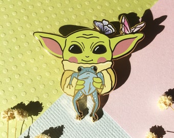 Cute creature and his frog - Enamel Pin