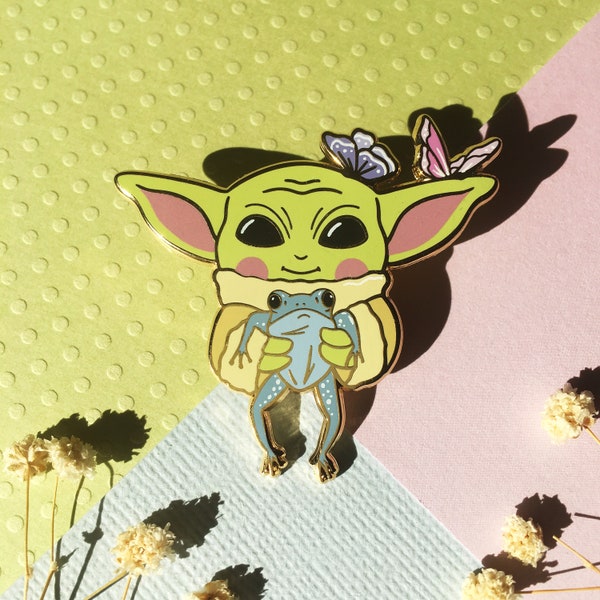 Cute creature and his frog - Enamel Pin