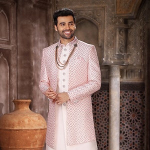 Pink wedding sherwani top