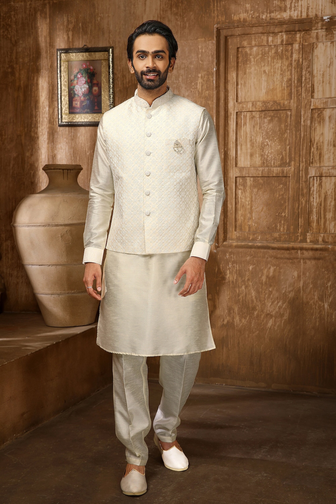 jodhpuri suit with shawl