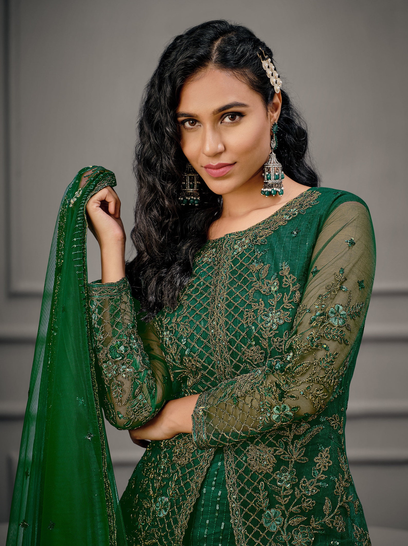 Green Pakistani Plus Size Salwar Kameez Party Wear Green Etsy