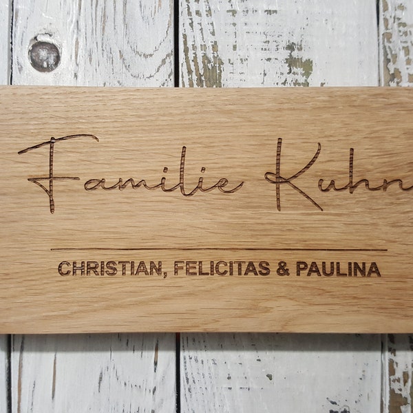 Namensschild Holz personalisiertes Holzschild gefrästes Haustürschild Familiennamenschild Benutzerdefiniertes Namensschild personalisiertes Holzschild - SOLID OAK