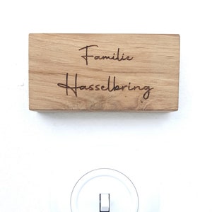 Türring Holzschild, Namensschild, Türschild Holz, kleines Namensschild aus massiver Eiche Massivholz - 3 Größen zur Auswahl