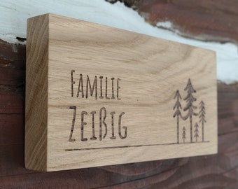 Türschild Holz mit kundenspezifischer Gravur Hochzeitsgeschenk Typenschild Holz Personalisiert Holzschild - Front Door Wooden Sign - 3 Sizes