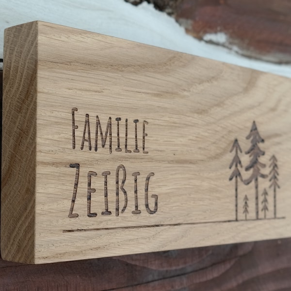 Türschild Holz mit kundenspezifischer Gravur Hochzeitsgeschenk Typenschild Holz Personalisiert Holzschild - Front Door Wooden Sign - 3 Sizes