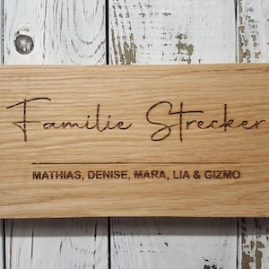Türschild aus Holz Hochzeitsgeschenk mit individueller Gravur Typenschild aus Holz personalisiert Holzschild gefräst Haustürschild