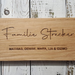 Türschild Holz Hochzeitsgeschenk mit kundenspezifischer Gravur Typenschild Holz personalisiert Holzschild gefräst Haustürschild