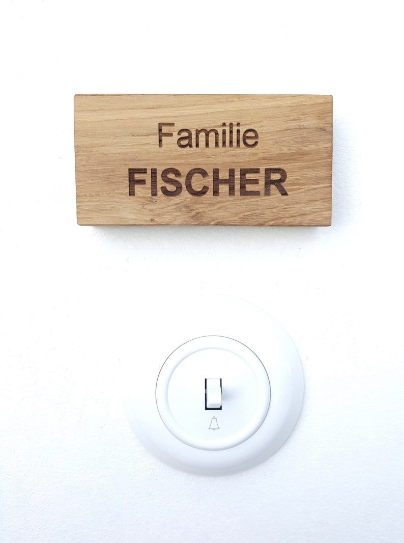 Türring Holzschild, Namensschild, Türschild Holz, kleines Namensschild aus massiver Eiche Massivholz 3 Größen zur Auswahl Font / Schrift No. 2