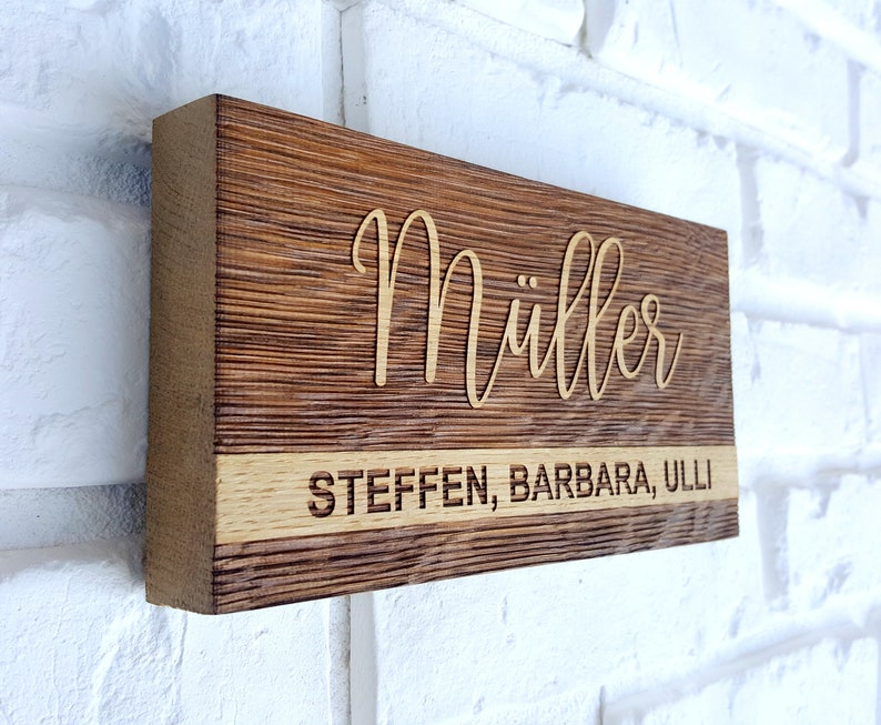 Name Plate Front Door Made of Solid Oak With Individual Etsy
