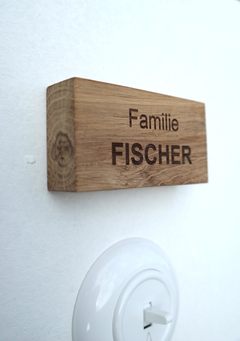 Türring Holzschild, Namensschild, Türschild Holz, kleines Namensschild aus massiver Eiche Massivholz 3 Größen zur Auswahl Bild 5