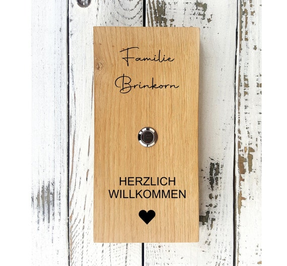 Türschild Familie Namensschild Haustür Holz, Haustürschild Personalisiert Türklingel | Porch Decor Idea