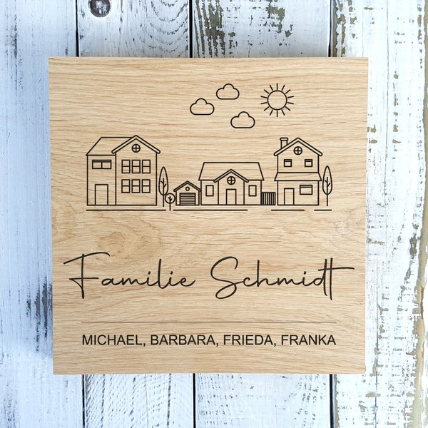 Family Name Sign Front Door | Nameplate made of Solid Oak Wood