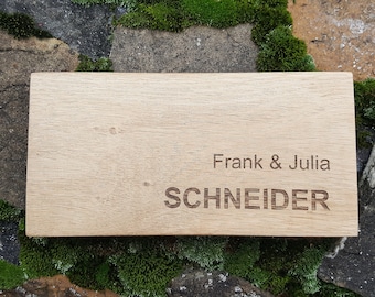 Personalisiertes Namensschild aus massivem EICHEN Holz mit eigener Gravur Türschild