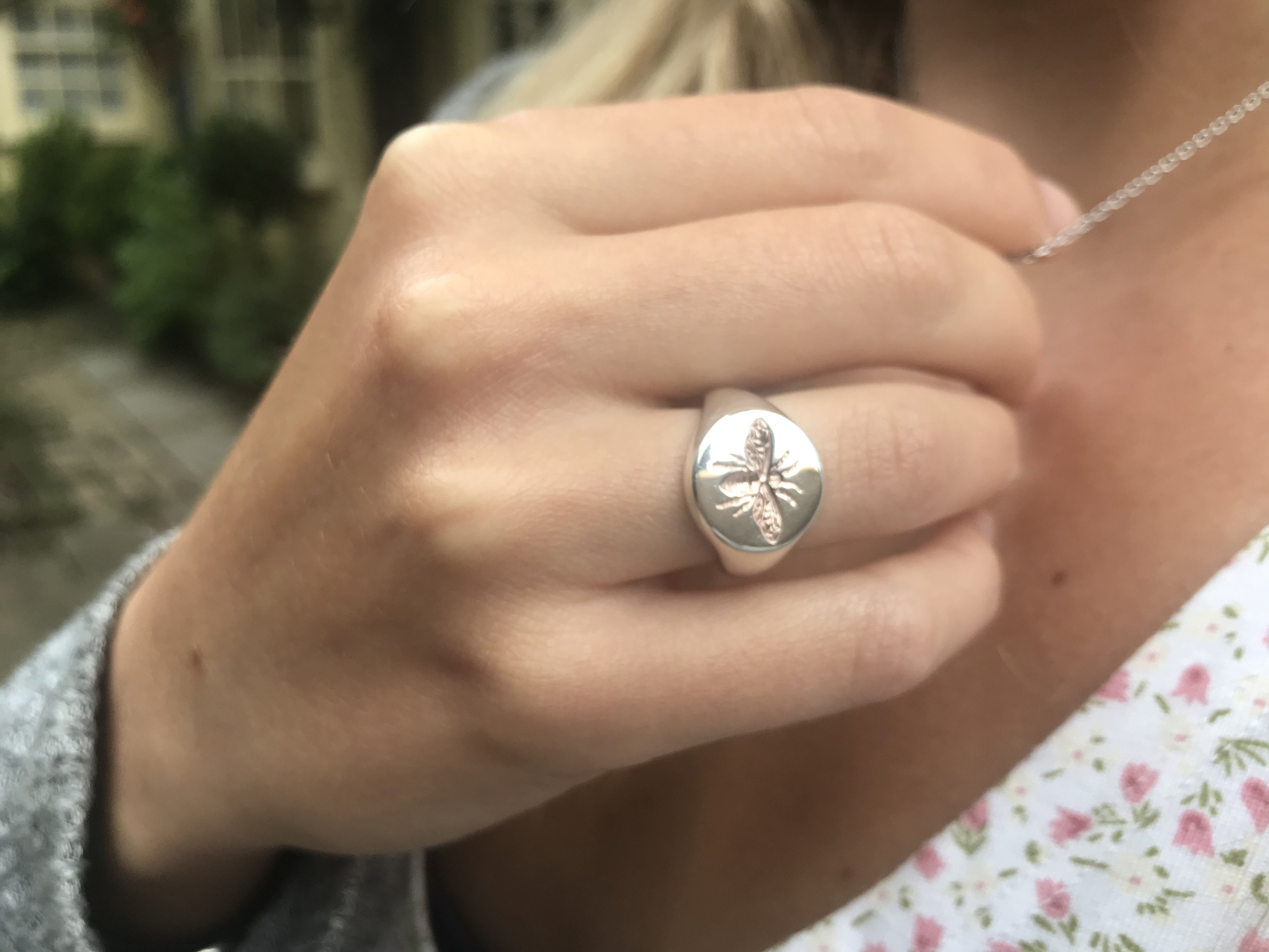 Sterling Silver and Gold Honey Bee Signet Ring Etsy