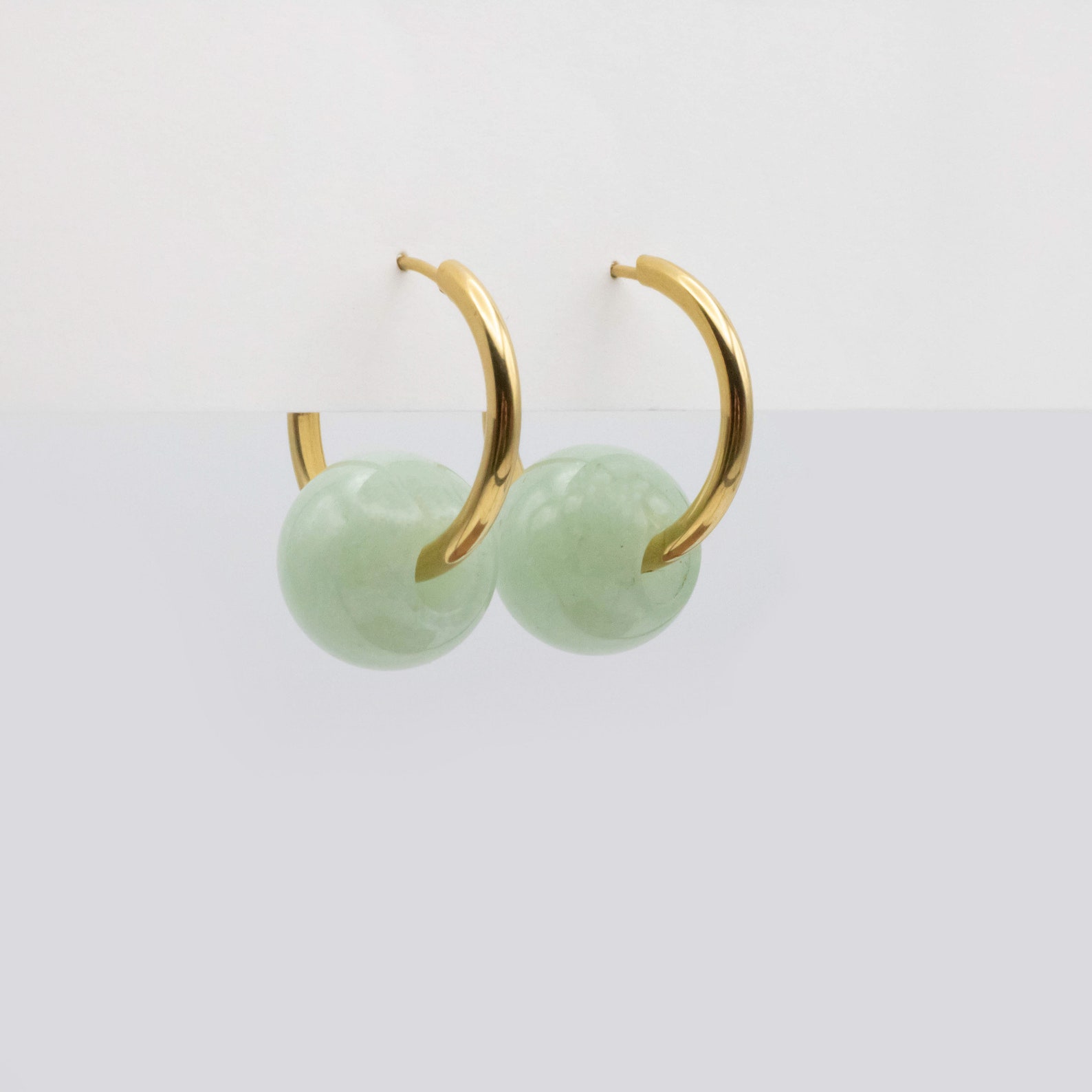 Jade hoop earrings gemstone donut hoop earrings natural Etsy