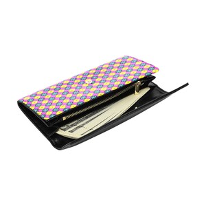 Cartera fucsia Billetera con solapa de floral, Cartera grande, Cartera de flores, cartera con estampado, cartera de mujer.PINK FLOWER WALLET