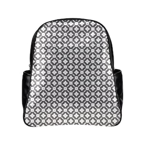 White backpack, star print backpack, leather backpack. WHITE STAR BACKPACK
