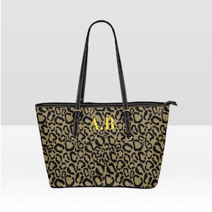 Customization Leopard Shoulder Bag, Animal Print Shoulder Bag, Genuine Leather Shoulder Bag, Shopper Bag. LEOPARD TOTE BAG-big