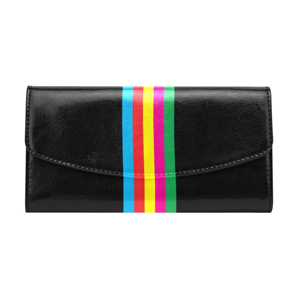 Black wallet, stripe flap wallet, Large wallet,  black color stripe wallet, women's wallet. COLORS WALLET