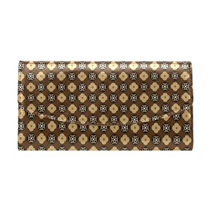 Cartera Billetera Marrón, Cartera de mujer Marrón, Cartera con solapa, Cartera Monedero, Cartera Marrón estampado floral