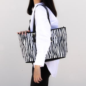 Sac fourre-tout Zebra, sac shopper imprimé animal, sac à bandoulière zèbre, sac à main pour femme, sac à main pour femme.