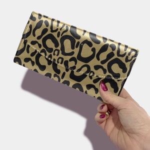 Leopard wallet, Animal print flap wallet, Large leopard wallet, Animal print wallet, women's wallet. LEOPARD WALLET