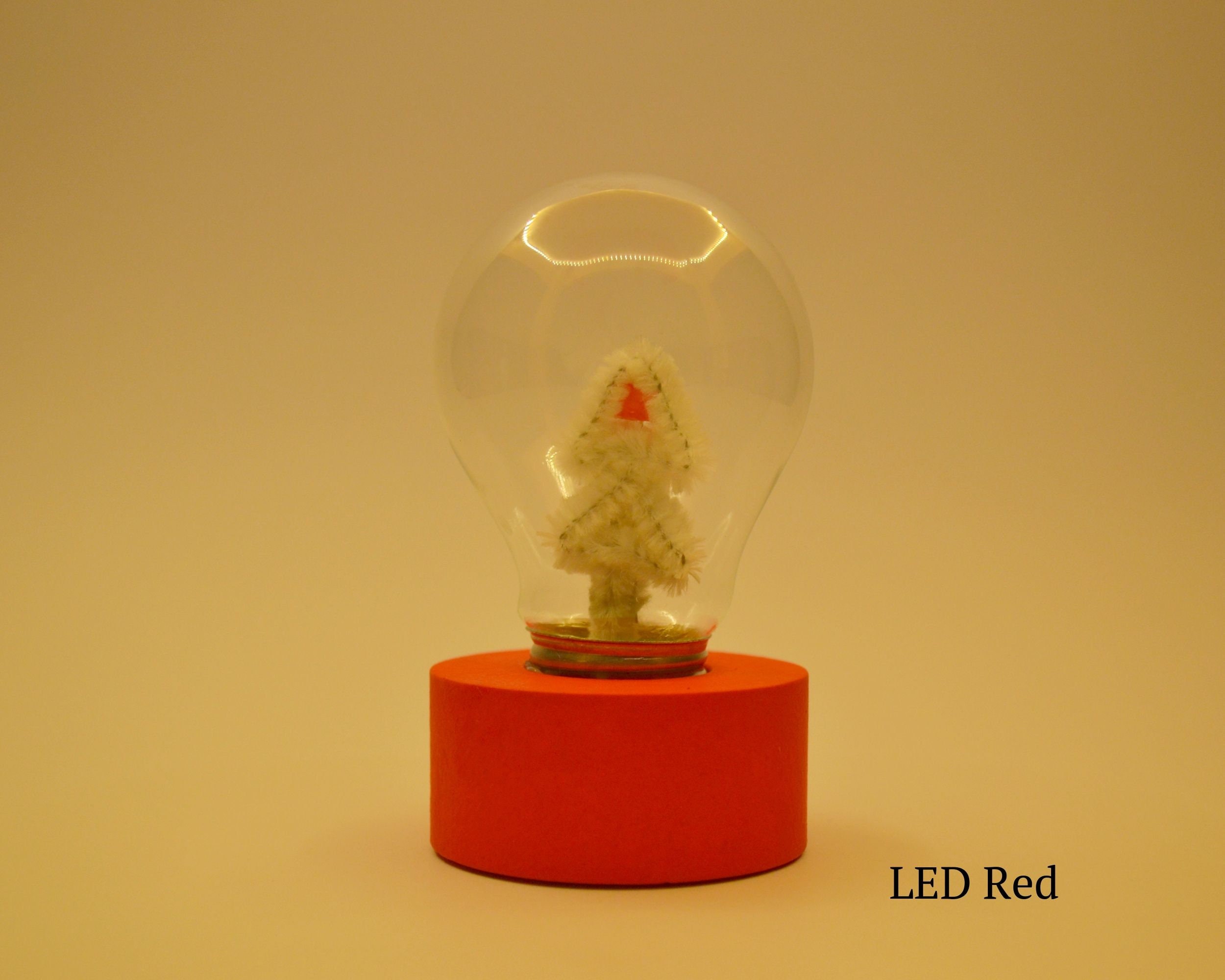 Mini Christmas Tree in a LED light bulb Christmas Surprise Etsy