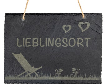 Lieblingsort - Schild aus Schiefer - personalisierbar - original stoamandal Qualität