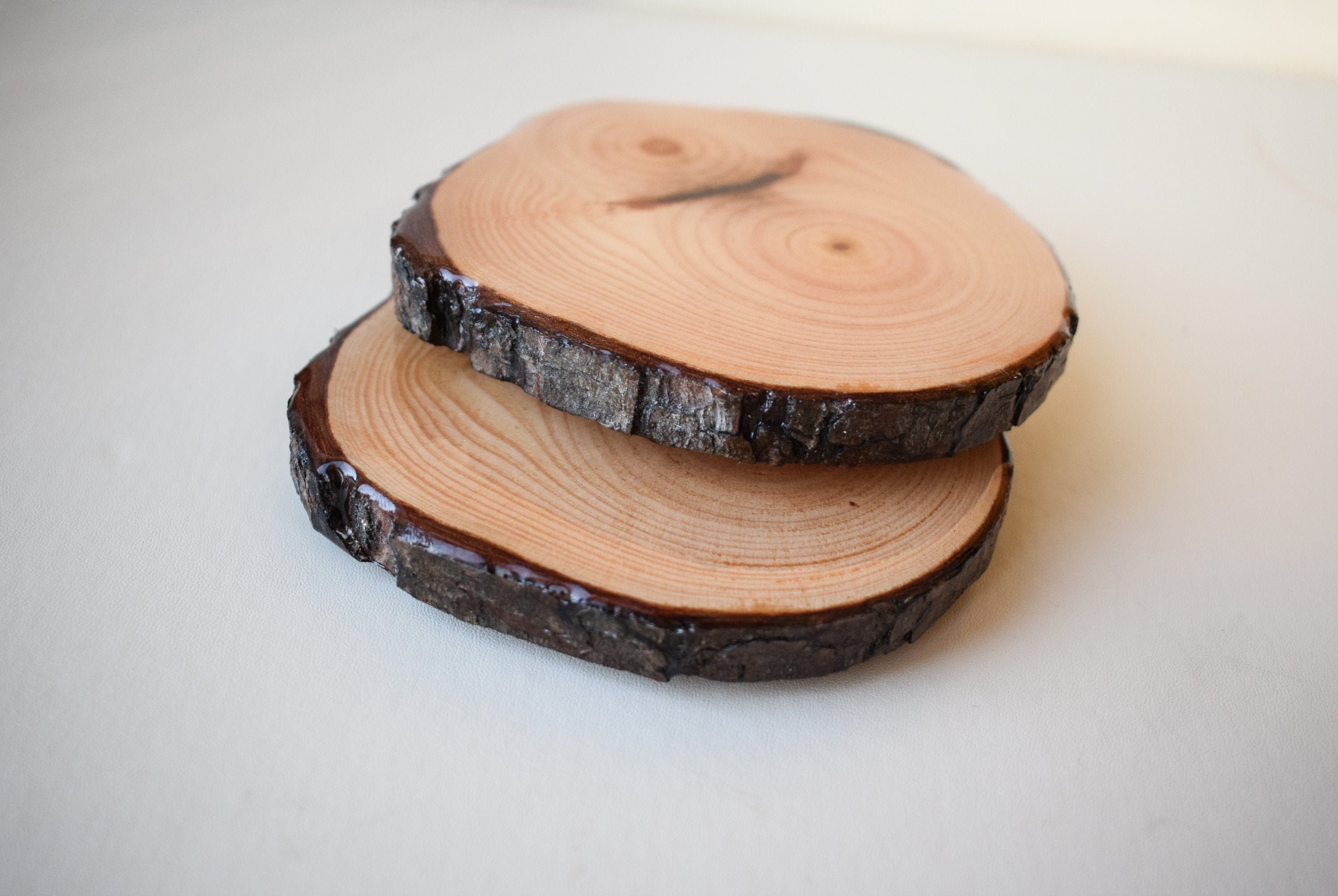 Live Edge Wooden Coasters with Bark / Rustic Garden Decor / Etsy