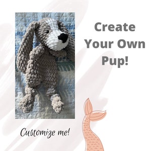 Build you own pup, Dog lovey, Dog plushie, Teacup Pup, Children’s Toy, Newborn Gift, Baby Shower Gift, Heirloom Toy, Customizable doll