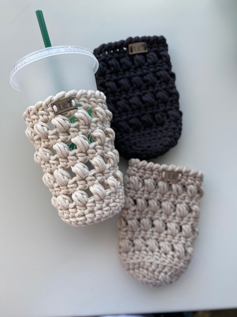 Coffee Cozy Macrame Cozy Teacher Gift Reusable Coffee Cozy Iced Coffee Sleeve Coffee Sleeve Boho Cozy Cup Cozy