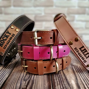 Leather dog collar, Personalized dog collar, Engraved dog collar, Puppy collar, Dog lover gift, Custom dog collar, Dog Collar with Name