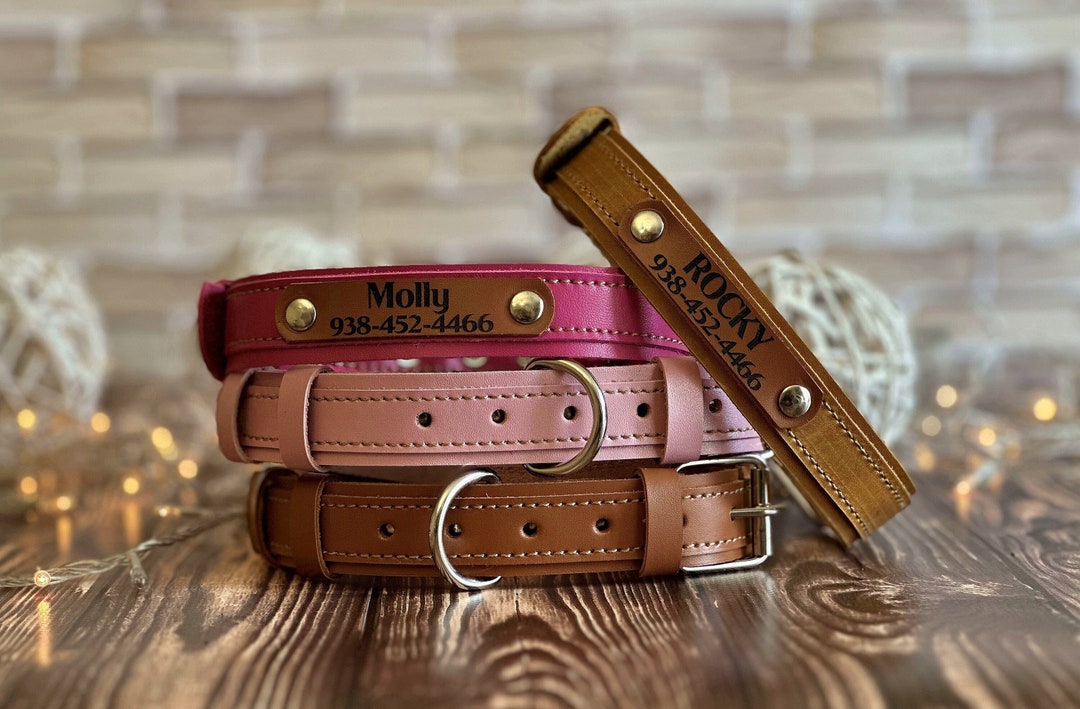 Dog Collar With Name, Leather Dog Collar Personalized, Custom Dog