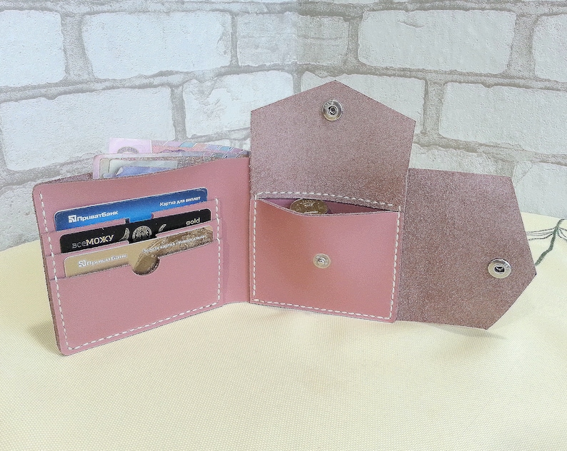 Pink womens billfold Custom wallet card Small womens wallet | Etsy
