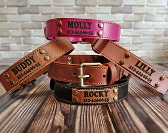 Leather dog collar, Engraved dog collar, Puppy collar, Dog lover gift, Custom dog collar, Personalized dog collar, Girl dog collar