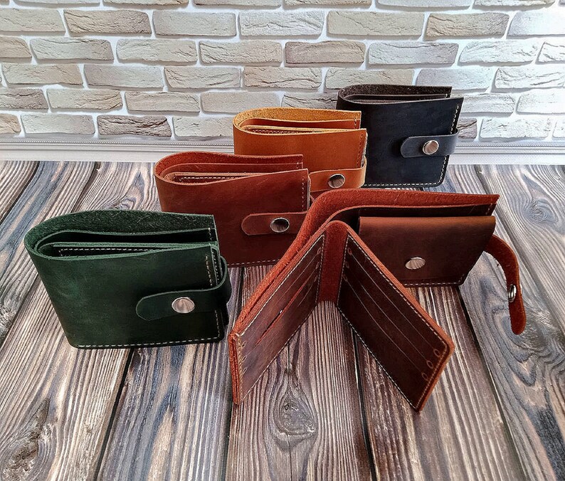 Minimalist Wallet Small Leather Wallet Credit Card Wallet Etsy