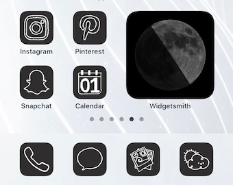 Black and White Aesthetic | iOS14 App Icon Bundle | Basic 40 Icon App Pack | Minimal Aesthetic } Hand Drawn