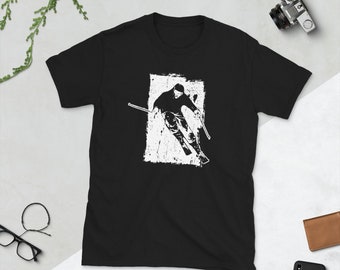 skieur ski grunge - Short-Sleeve Unisex T-Shirt