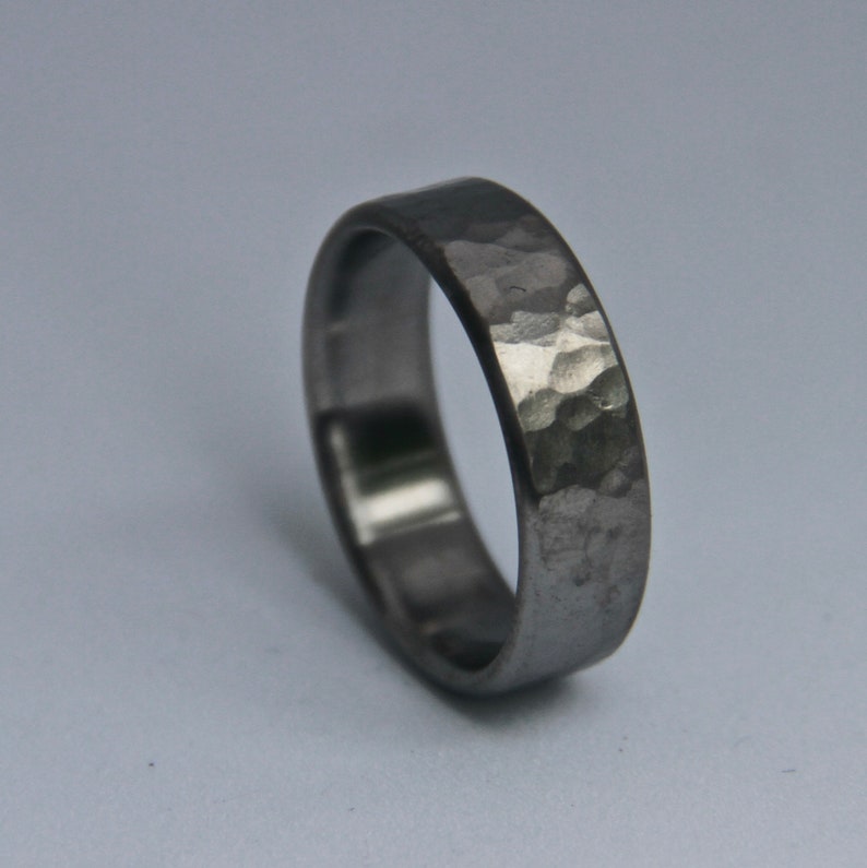 Hammered Titanium Ring, Handmade Titanium Wedding Band, Mens ring image 2