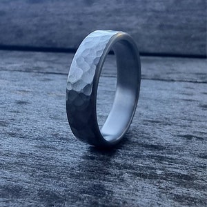 Hammered Titanium Ring, Handmade Titanium Wedding Band, Mens ring image 5