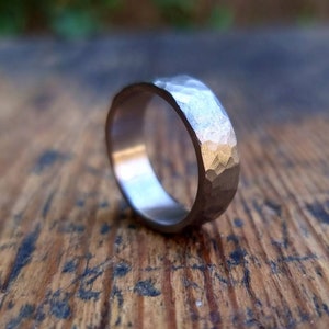 Hammered Titanium Ring, Handmade Titanium Wedding Band, Mens ring image 10