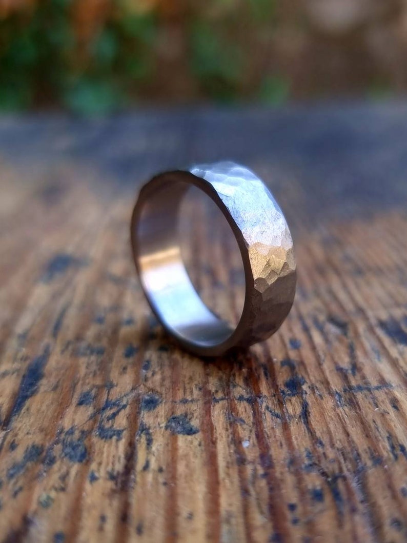 Hammered Titanium Ring, Handmade Titanium Wedding Band, Mens ring image 10