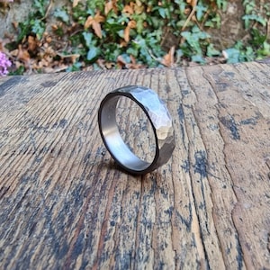 Hammered Titanium Ring, Handmade Titanium Wedding Band, Mens ring image 9