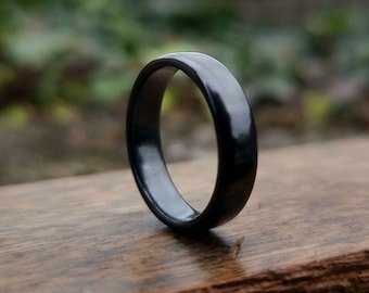 Black Zirconium Ring, Simple Black Wedding Band, Custom Width