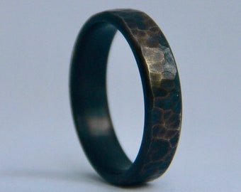 Hammered Titanium Ring, Faded / Distressed Finish, Handmade Titanium Wedding Band, Mens ring