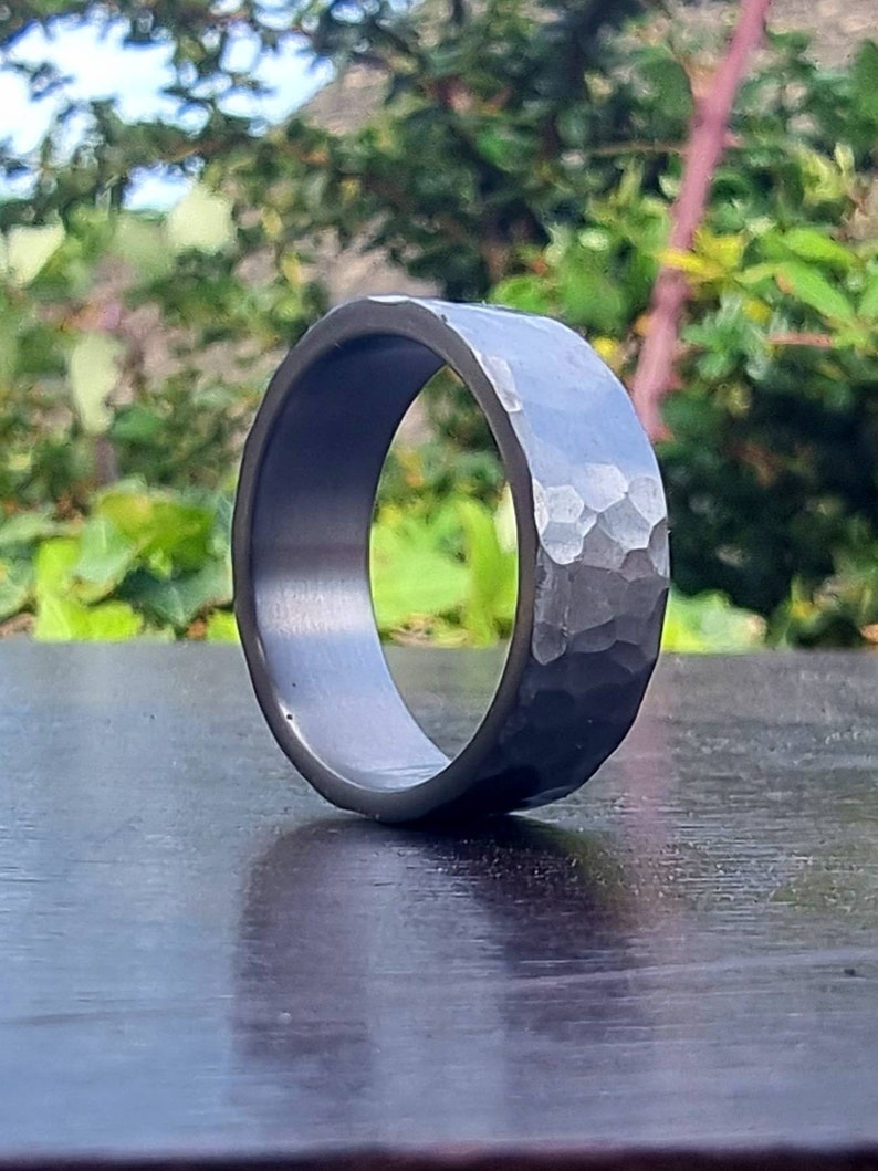 Hammered Titanium Ring, Handmade Titanium Wedding Band, Mens ring image 3