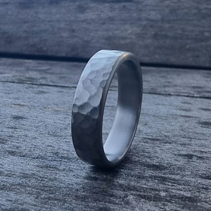 Hammered Titanium Ring, Handmade Titanium Wedding Band, Mens ring image 1